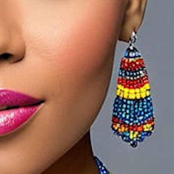 Multicolored Multi-necklace Jewelry Set, Colorful Jewelry, Colorful Jewelry Set - Picture 4 of 4